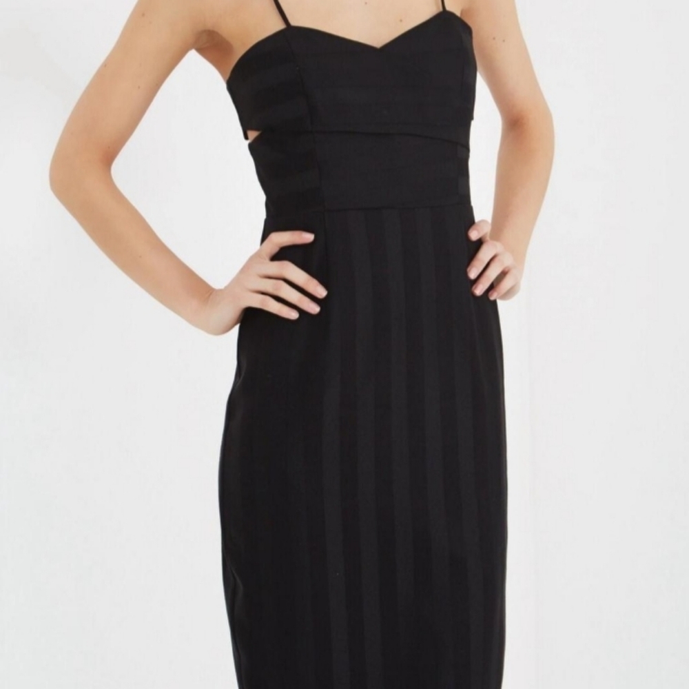 Lavish Alice Satin pinstripe crossover midi dress